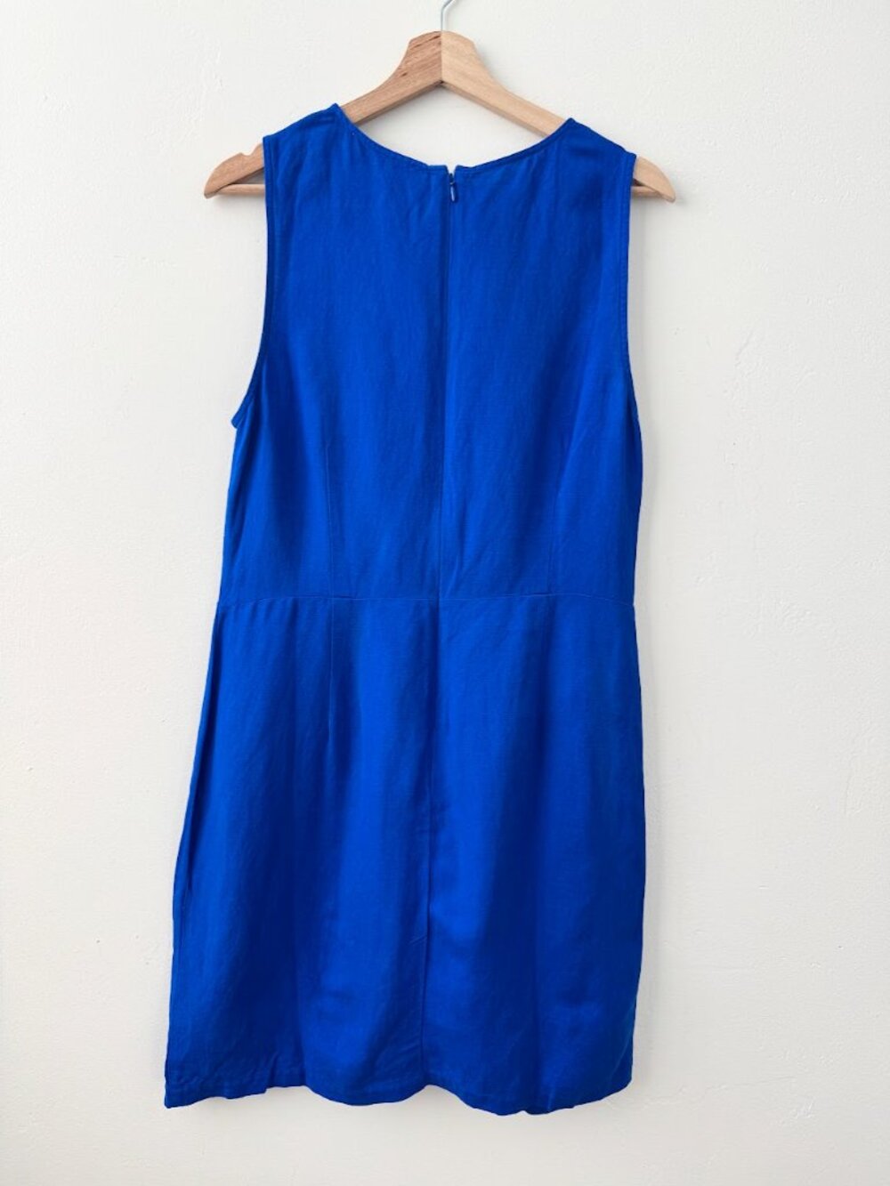 LOFT Linen Blend Twist Front Mini Dress Blue Sleeveless Size 10 NWT - Picture 3 of 9